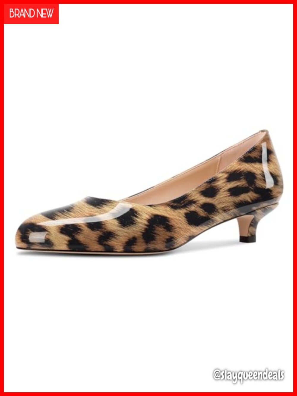 Women's Round Toe Kitten Heel Pumps Slip-On Low Heel Office Dress Shoes 1.4